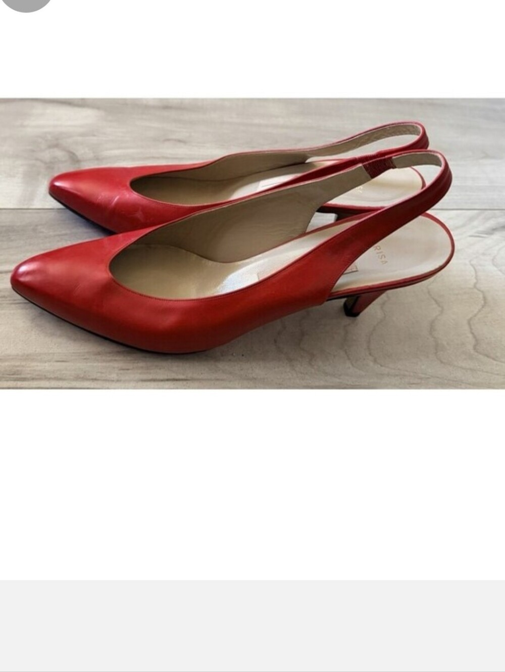 Amalfi Red Leather Slingback Pointed-Toe Kitten Heels